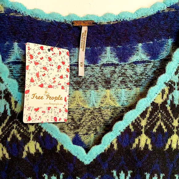 Free People Blue Gray Combo Sweater Dress NWT - Picture 3 of 9